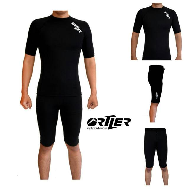 SETELAN BASELAYER LENGAN PENDEK - PAKAIAN RENANG/FITNES/LARI/AEROBIC/NAIK GUNUNG