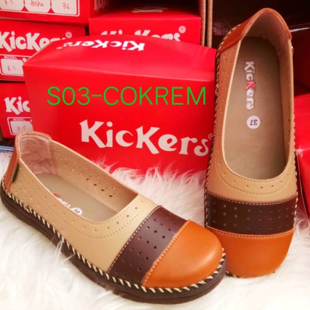 LF COLLECTION SEPATU WANITA KICKERS S03 CREAM TAN