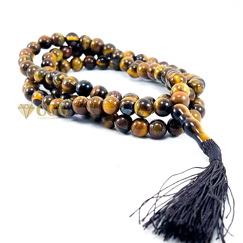 Tasbih Tiger eye Batu Asli Natural Alam