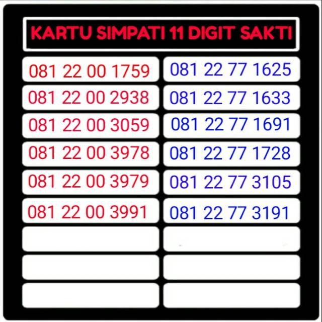 KARTU SIMPATI SAKTI 11 ANGKA