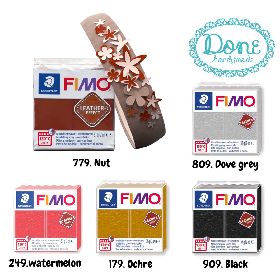 Fimo Polymer clay leather effect kulit clay bertesktur kulit lentur