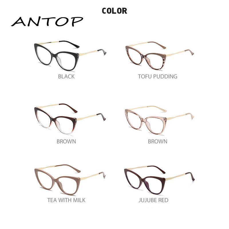 【antop】2 In 1 Kacamata lensa photocromic anti radiasi wanita pria kacamata bingkai Titanium Fuji Cat Eye Anti UV fotocromic