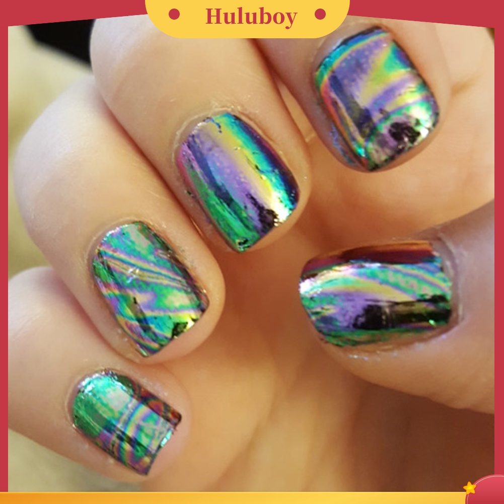 Huluboy Huluboy♡ 12pcs Stiker Kuku Foil Motif Langit Berbintang Warna-Warni Untuk Manicure DIY