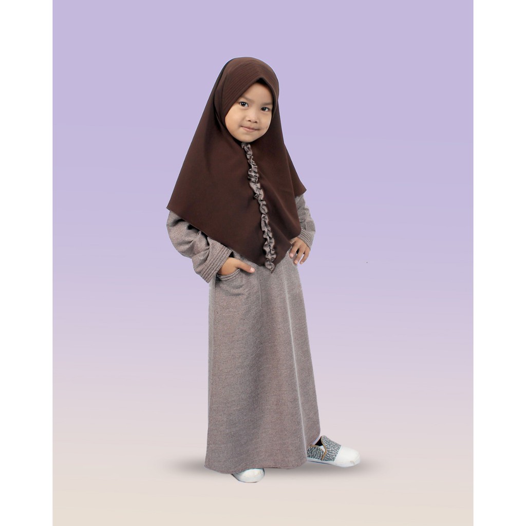 Salim Moslem –BARU!!! Busana Muslim/Gamis Anak Perempuan Daily Triji Set Kerudung Wolfis USIA 1-10TH