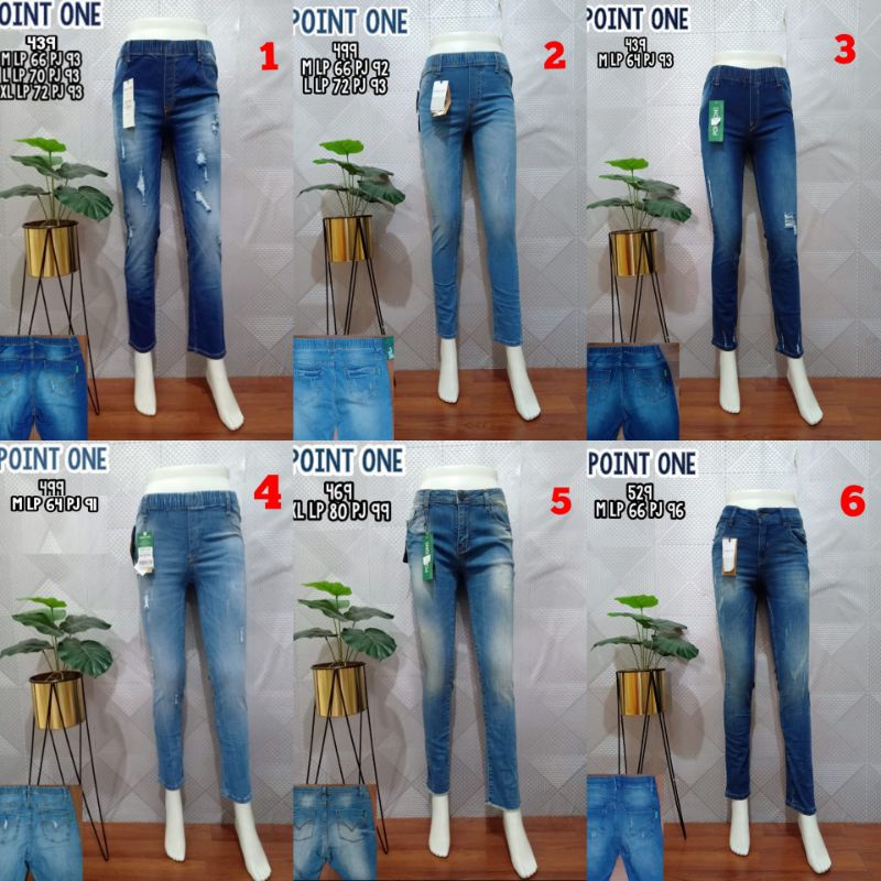 POINT ONE CELANA JEANS RIPPED CELANA SOBEK WANITA ORIGINAL