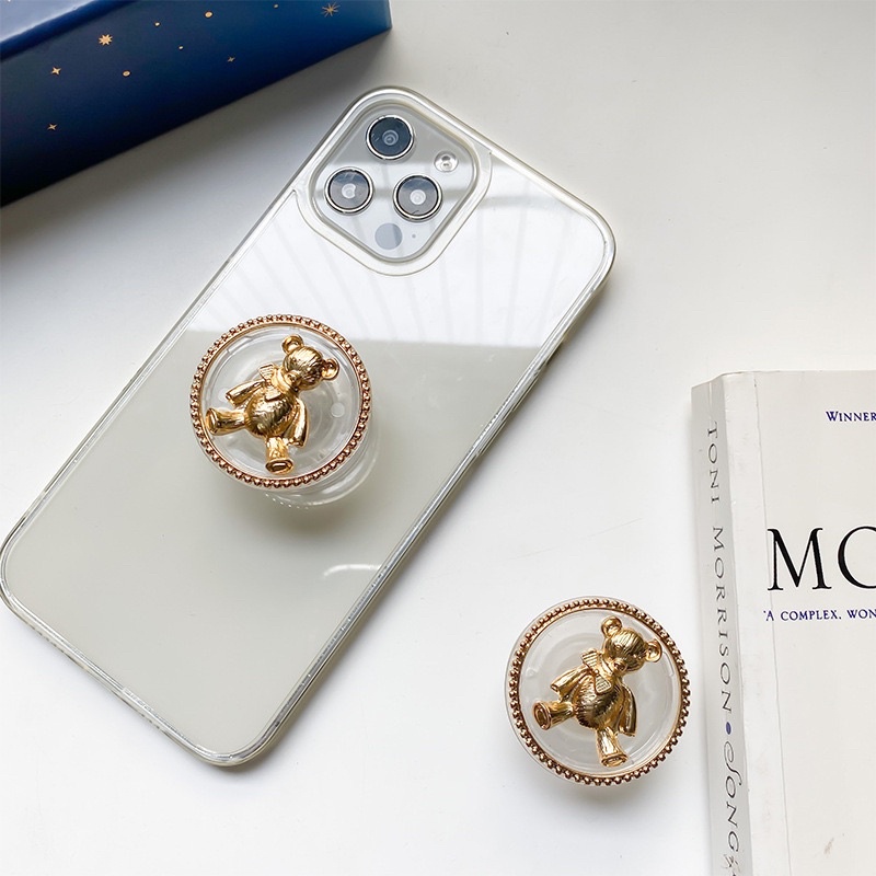 Popsocket Transparan Gold Bear [HAND GRIP TOK]