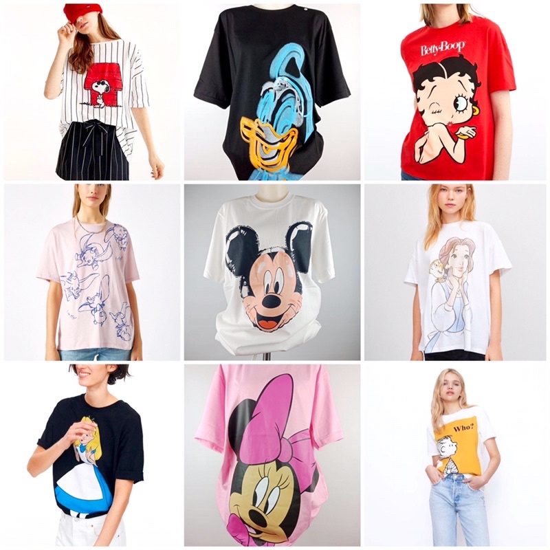 VOL 4 | T-Shirt Zara Bershka Disney Kaos Oversize Atasan Branded Baju Brand