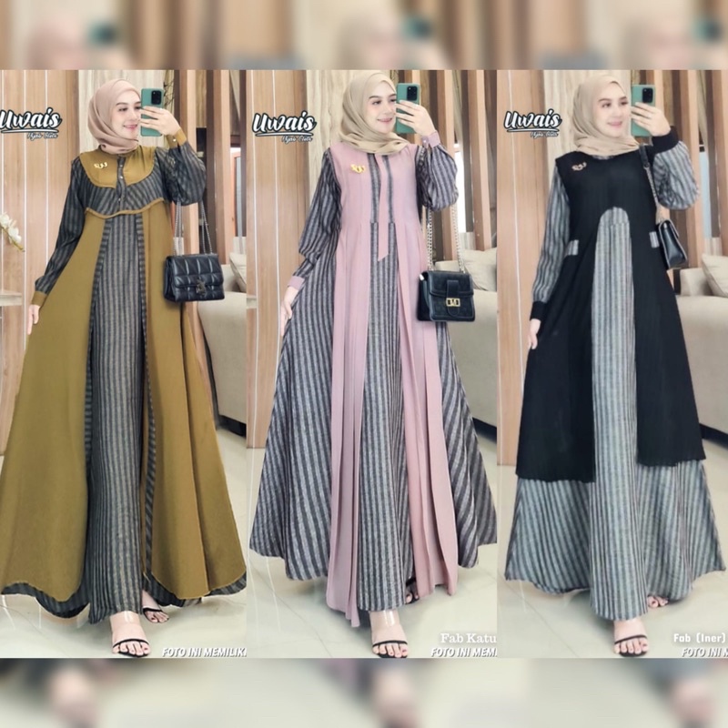 GAMIS SETELAN VIVIAN YAMORA AQILA MERILA ABILA SET DRESS MAXY CERUTY CERUTI  KATUN SALUR LINE GARIS 