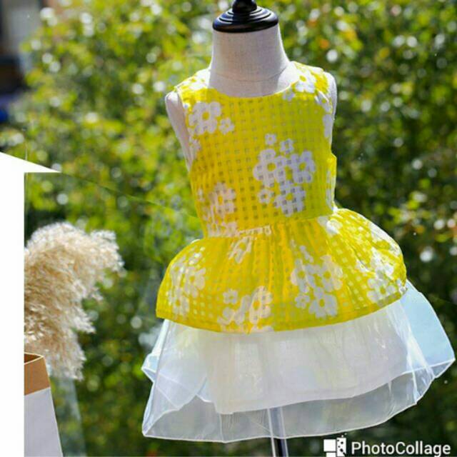 PANSY DRESS YELLOW PINK / DRESS ANAK IMPORT