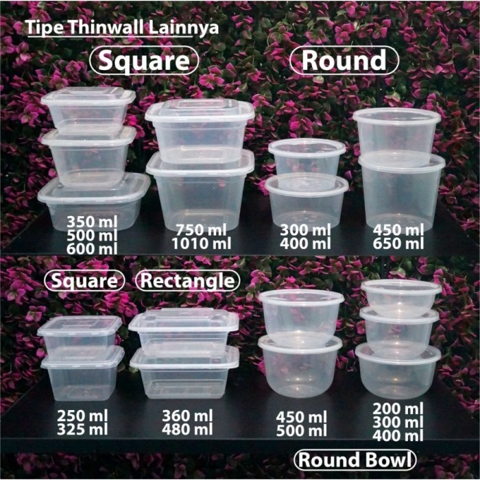 Paket 25 pcs - Thinwall Persegi 120 ml DM - Tutup Cembung Wadah Square