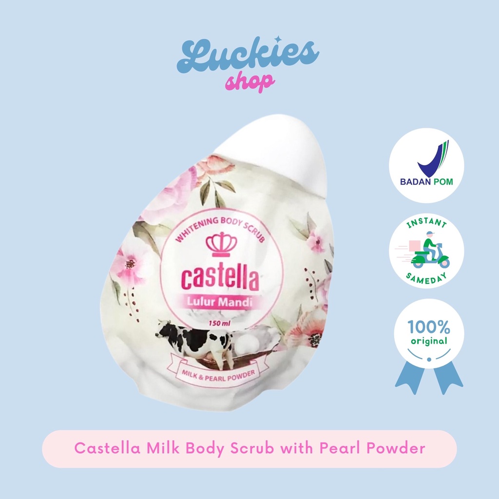Castella Milk Body Scrub with Pearl Powder Lulur Badan Lulur Susu Pembersih Daki Body Scrub Castella
