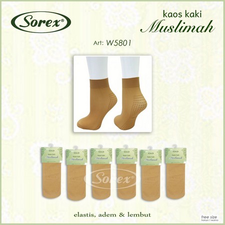 W 5801 KAOS KAKI MUSLIMAH Model BIASA PENDEK SOREX - Women Sock for Muslim Kaos Kaki  Muslimah w5801