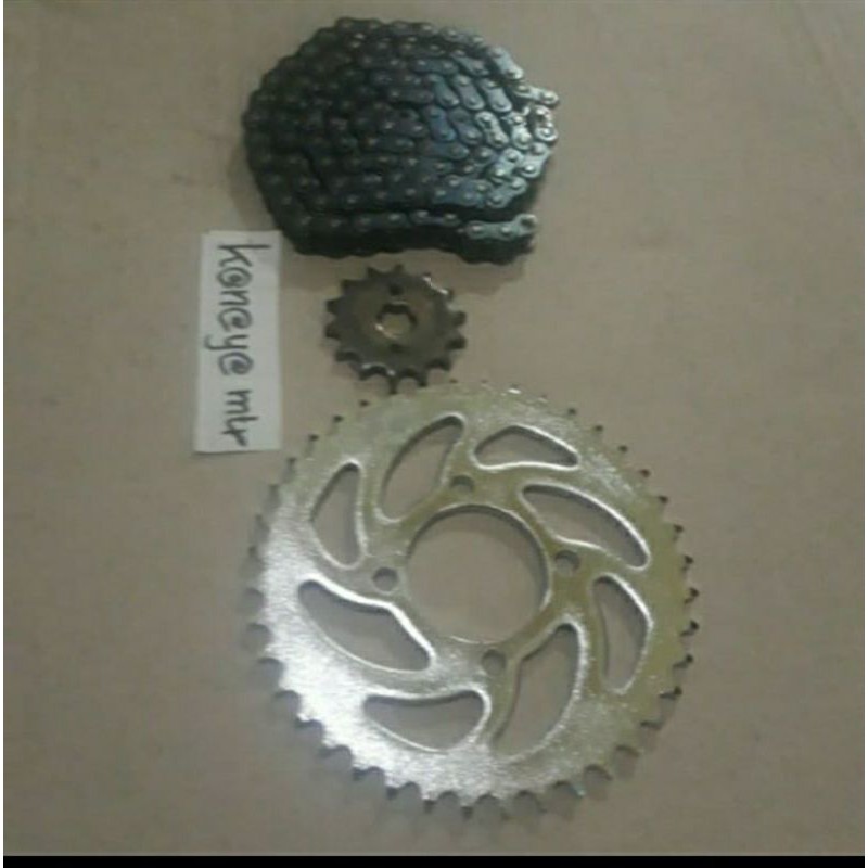 gir set (3) gir depan + gir belakang + rantai suzuki smash / shogun 125 / smash new
