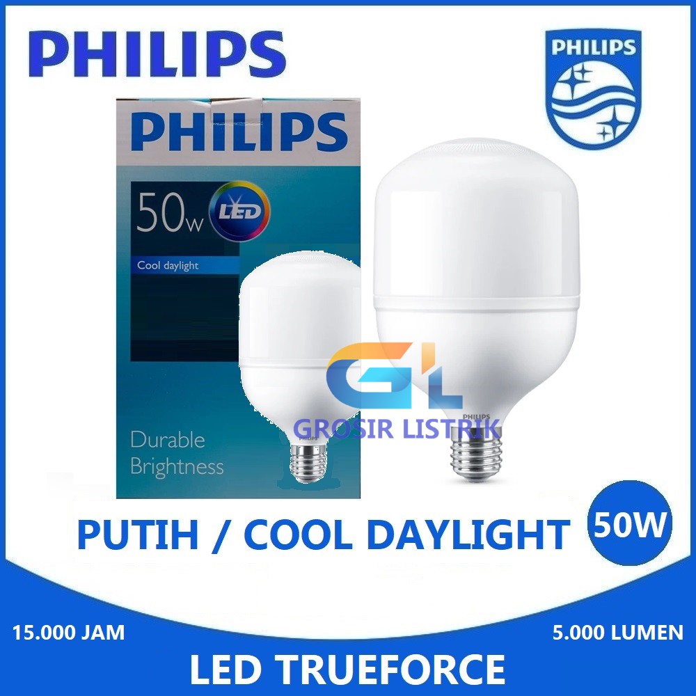 Lampu Philips LED TrueForce 50W E27 Putih Cool Daylight 6500K (50 Watt 50 W 50Watt) Original Grosir