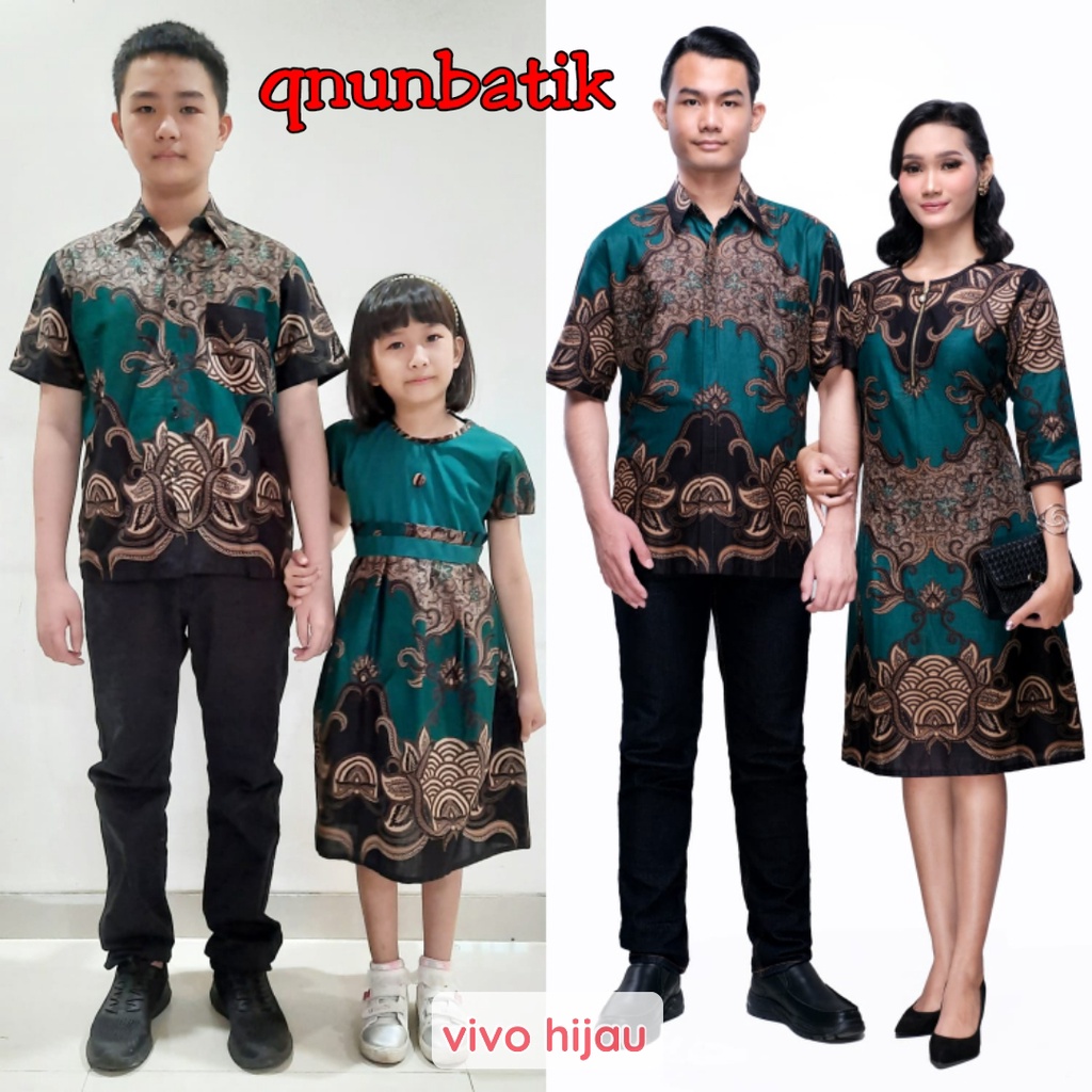 QNUNBATIK BATIK KELUARGA/FAMILY DRESS/TERUSAN  VIVO HIJAU
