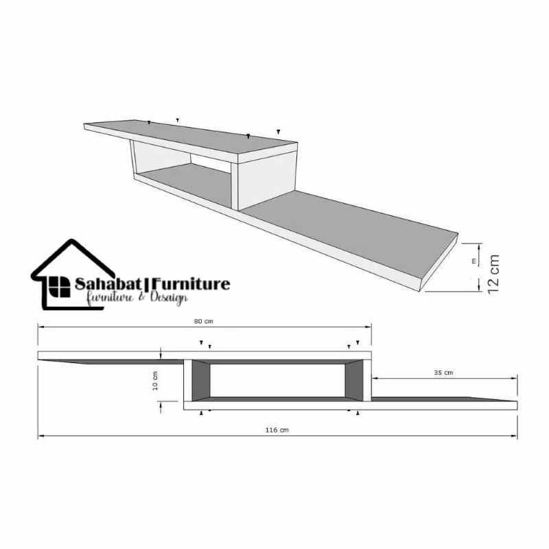 Rak dinding tv modern 116 cm