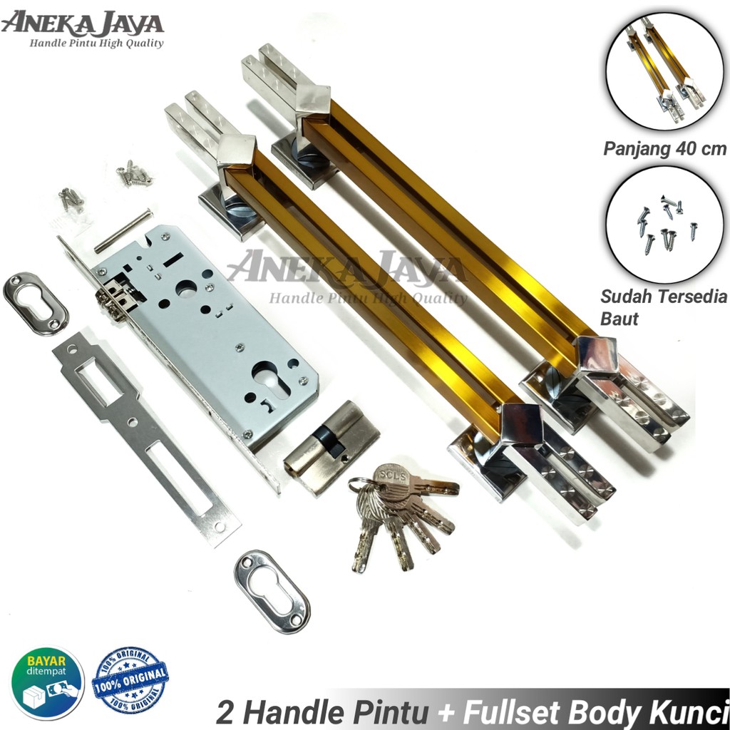 Satu set kunci handle pintu rumah panjang 40 cm murah minimalis tarikan pintu stainless gagang pintu