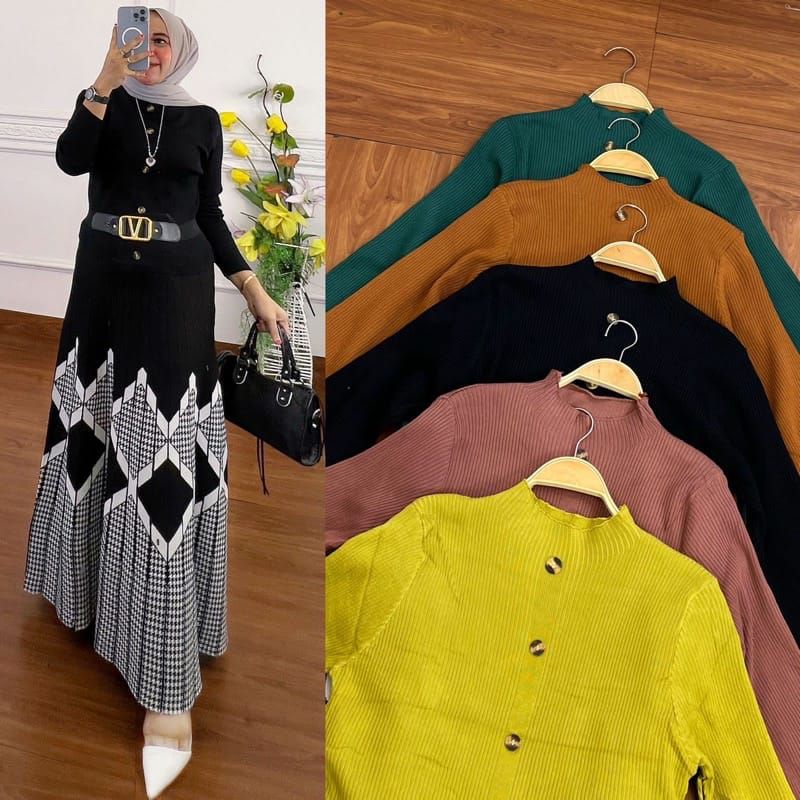 Nabila Dress Matt Rajut import premium free belt