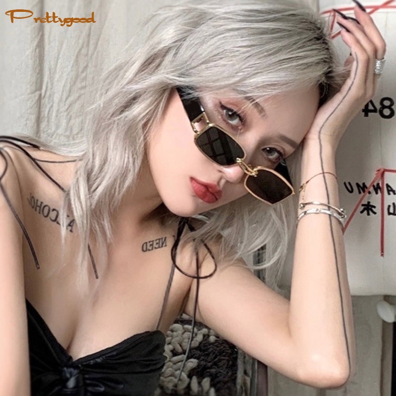 【TERSEDIA &amp; COD】Kacamata Hitam Wanita Anti UV Gaya Korea Ulzzang Kacamata Vintage Retro Berbayang Persegi Panjang Wanita Dan Pria -PD