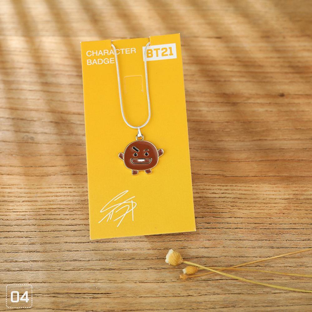 Timekey Kalung Rantai Metal Panjang Wanita Liontin Kartun KPOP BT21 BTS TATA COOKY CHIMMY M2U5