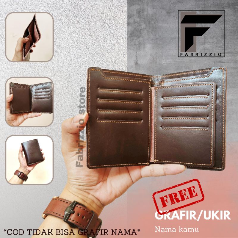 dompet pria stand bold kulit asli free custom name