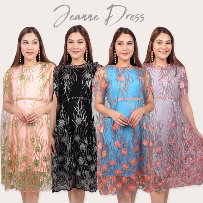Jeanne Kaftan Tile Bordir Wanita / Kaftan Nagita / Tunik Wanita - Biru