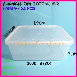 Thinwall food container 2000ml / Kotak Makan Bening / Mangkok plastik / Mangkok Bening