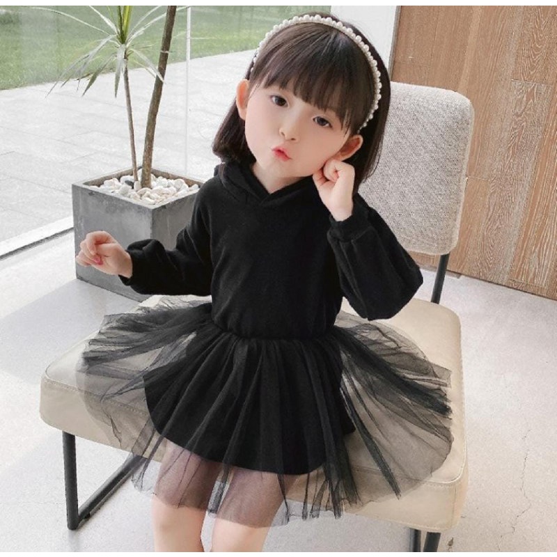 Promo !! Dress anak cewek - dress tutu hodie bunny cute import ukuran 1tahun-3tahun (WARNA : pink, hitam)