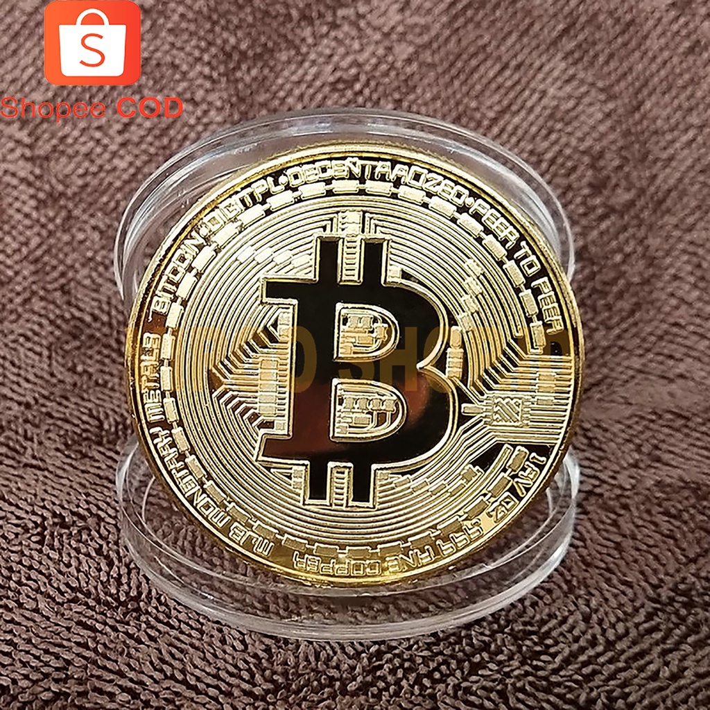 Coin BTC Souvenir Bitkoin Fisik Gold Plated / Coin Koin Fisik BTC Bitcoin Gold Plated Pajangan Koleksi Souvenir Gift Ethereum LiteCoin / Souvenir / Gold / BTC