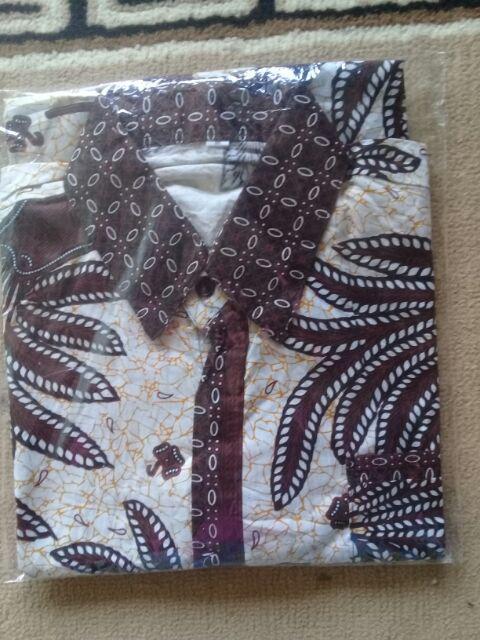 Havi Batik Hrb026 Kenongo Kemeja  Pendek Pekalongan Padi M L Xl Sogan Tulis Halus Kemeja Batik