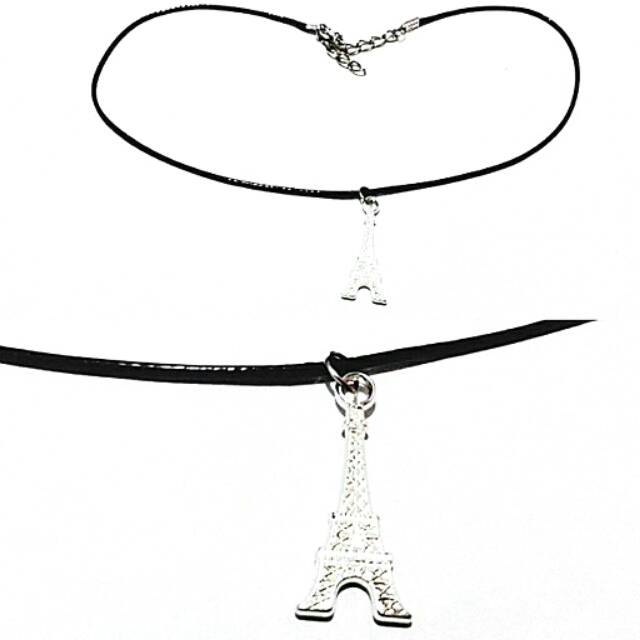 Baby Choker Necklace Silver Big Eiffel | Kalung Handmade