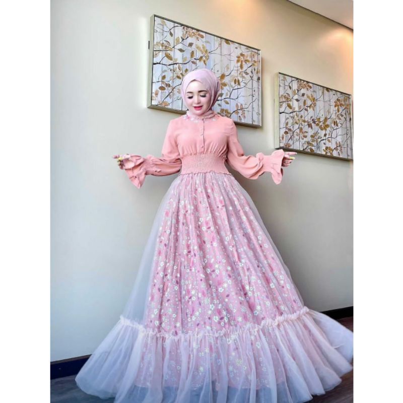 Gamis Busui Friendly Maxi Dress Vivorie Tille Bunga (FCODI680)