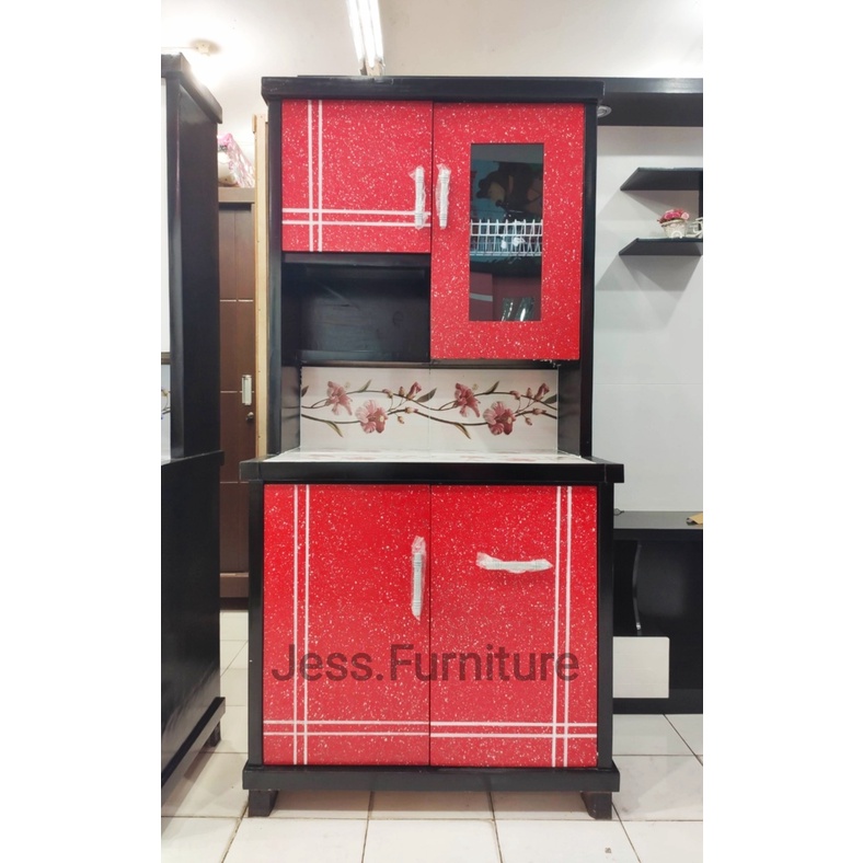 Lemari sayur 2pintu / Rak sayur 2Pintu Merah Bintik / Lemari sayur 2pintu triplek / Rak 2 Pintu
