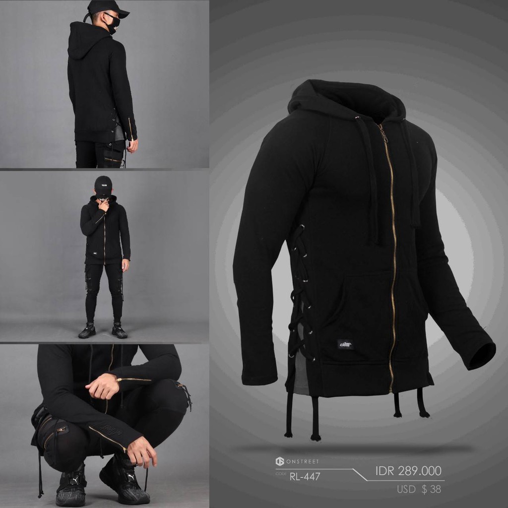 JAKET SWEATER PRIA / JAKET DISTRO ROPELINE JUMPER ONSTREET (BLACK) TERBARU