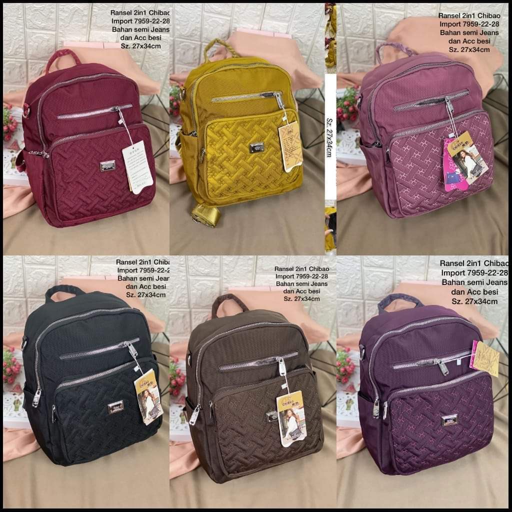 Tas Ransel Wanita Multifungsi Tas Chibao 7959-22 Bahan kanvas size 27x34 cm. Tas Ransel Chibao Tas Chibao Import Chibao Best Seller.!!