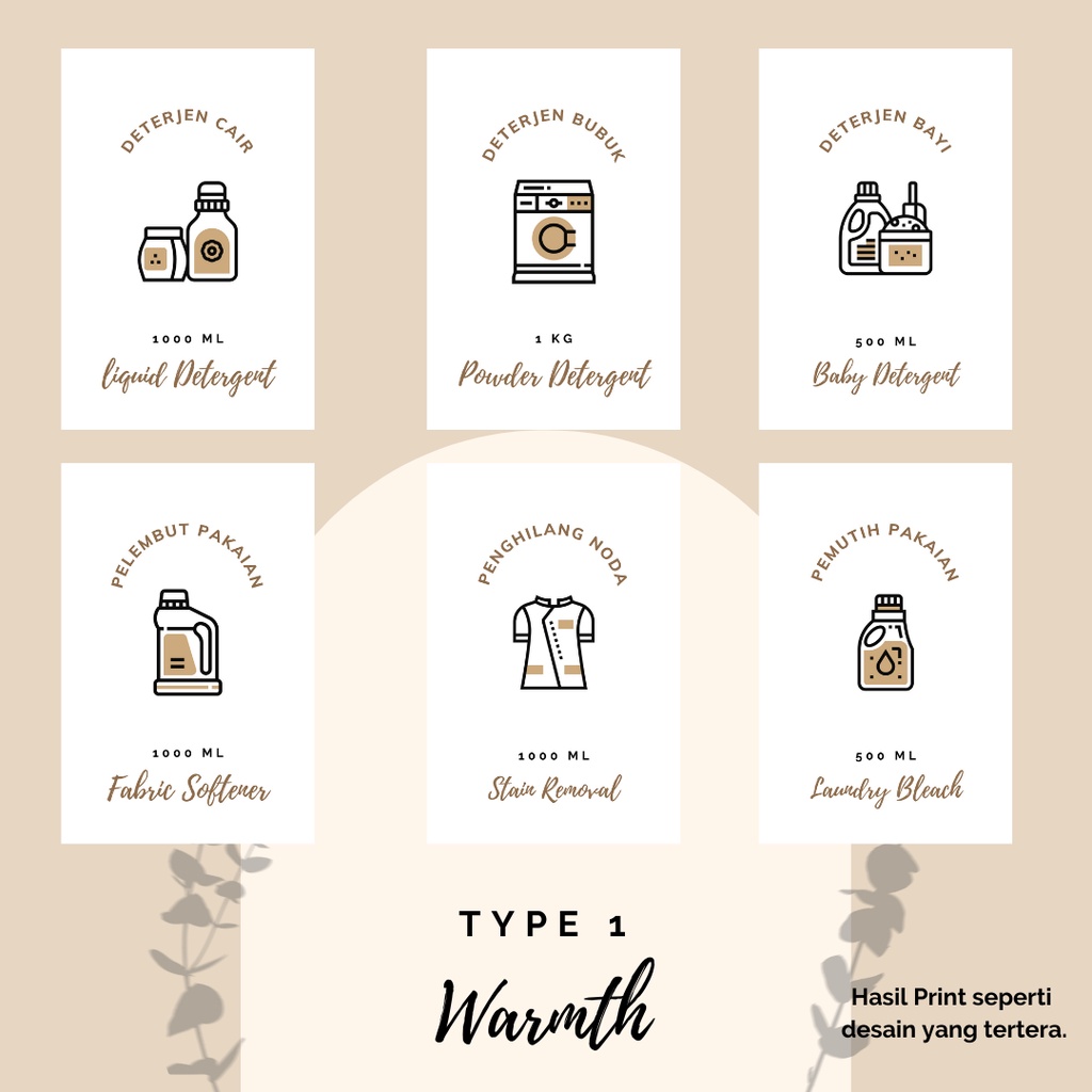 

Label Sticker Aesthetic Minimalis Vinyl Tahan Air - Type 1 Warmth | Laundry & Cleaning