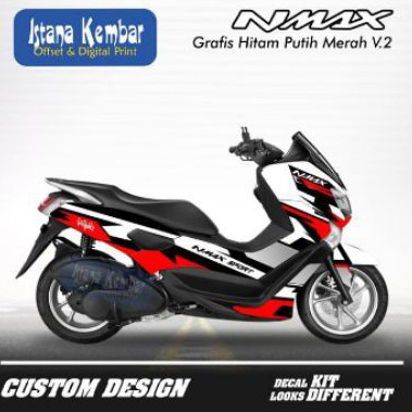 STIKER DECAL MOTOR YAMAHA NMAX GRAFIS HITAM PUTIH MERAH CUSTOM | STIKER DECAL CUSTOM | STICKER MOTOR