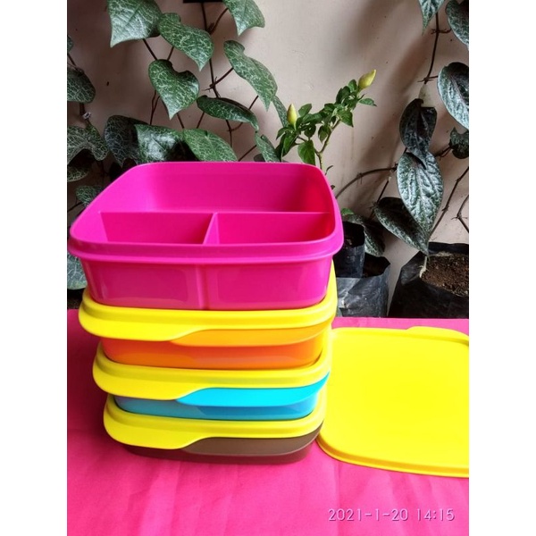 tempat makan lolytup tutup kuning tupperware