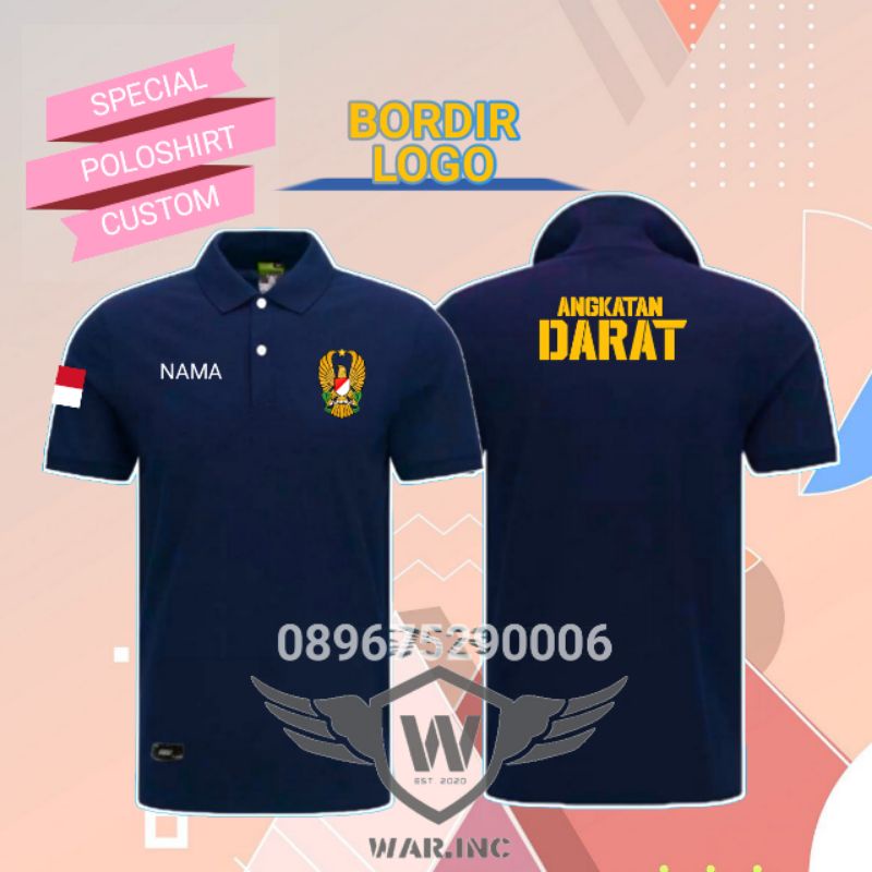 POLOSHIRT KAOS KERAH (BORDIR) KAOS BAJU ANGKATAN DARAT