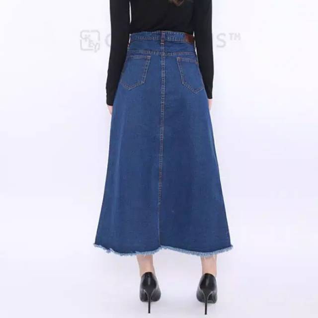 ROK BUTTON JEANS RAWIS BUTTON SKIRT ROK JEANS ROK KEKINIAN ROK JEANS WANITA ROK KANCING