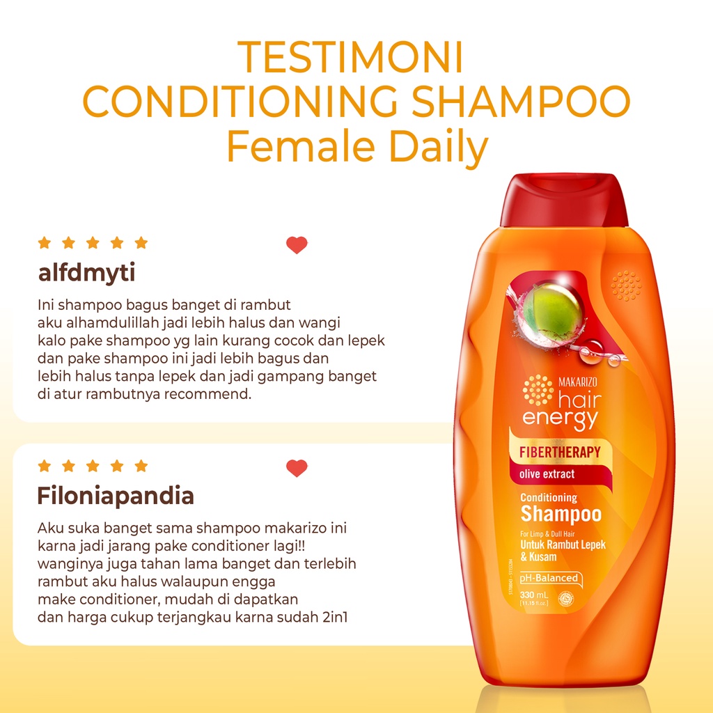 Makarizo Hair Energy Fibertherapy  Conditioning Shampoo Olive 330 mL / Shampo Kondisioner-5