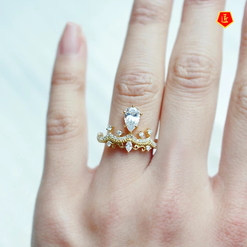 [Ready Stock]Elegant Fashion Crown Moissanite Ring