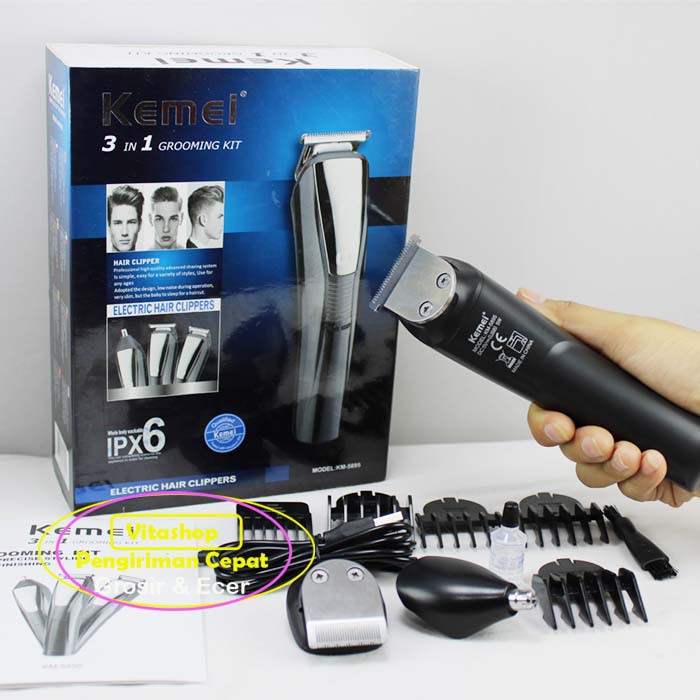 Clipper Mesin Alat Cukur Rambut 3in1 Kemei KM-5895 Grooming Kit