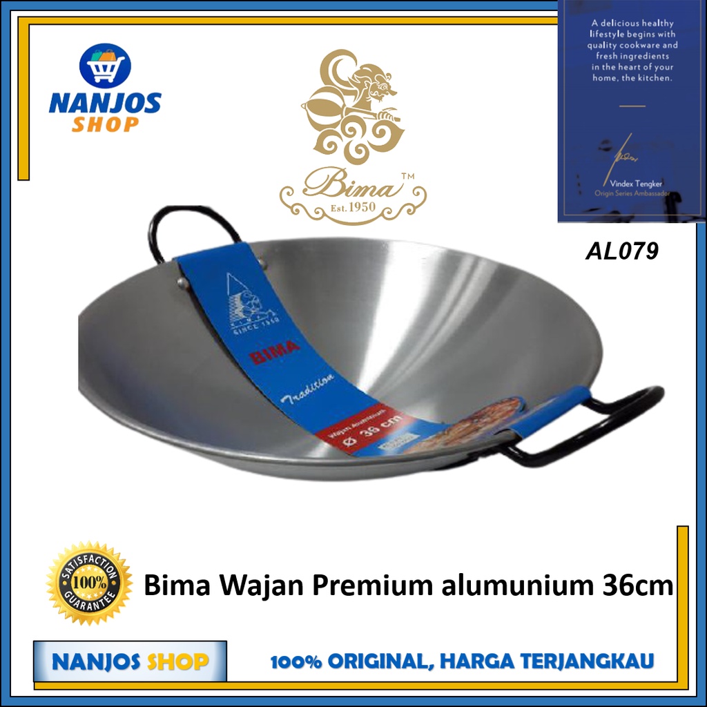 Bima Wajan Kuali Wok Standard Alumunium Wajan Elite Pan 36 cm SUS 304 AL079