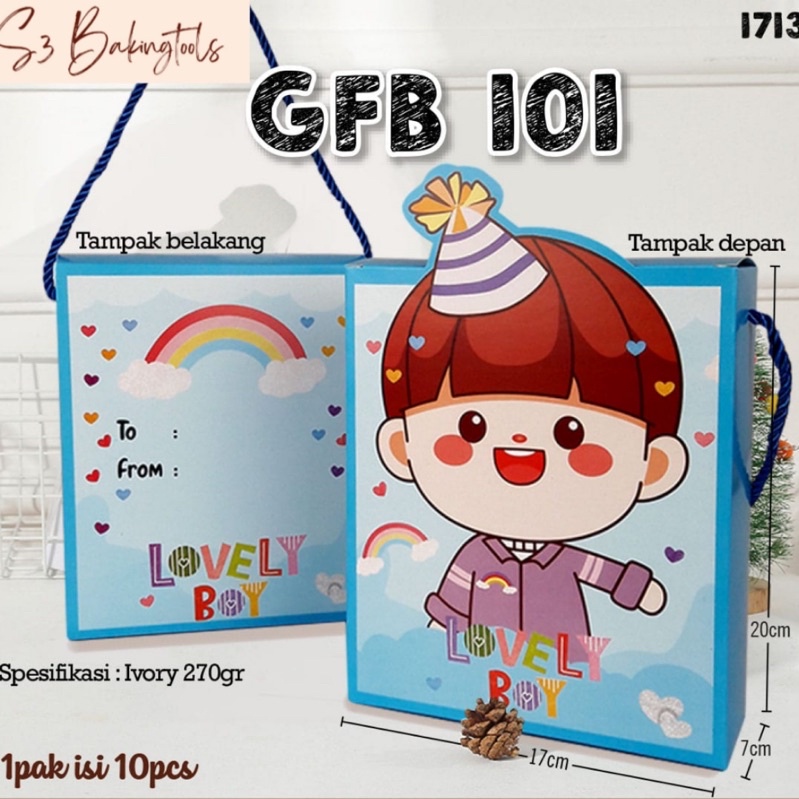 

Kotak souvenir ulang tahun lovely boy blue GFB 101 isi 10 pcs