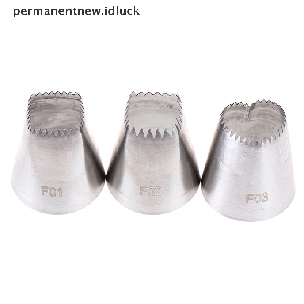 3 Pcs Alat Nozzles Icing Piping Krim Kue Pastry Bentuk Hati Persegi Gaya Rusia