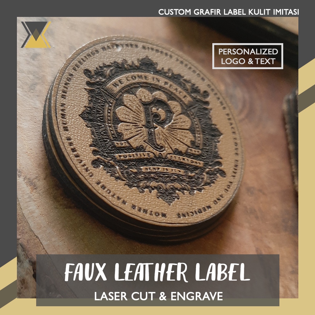 Custom Grafir Label / Logo Kulit Imitasi Bisa Satuan