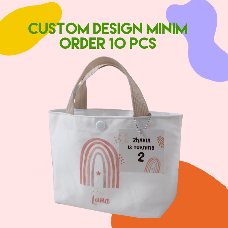 (CUSTOM DESAIN) - MINI TOTEBAG KANVAS (Minimal order 10 pcs)