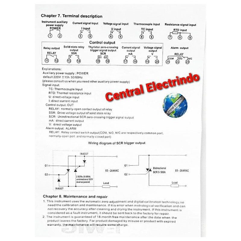 Temperature Controller/Thermo Control Digital E508-G 48x48mm AC/DC 85~265V EWIG.