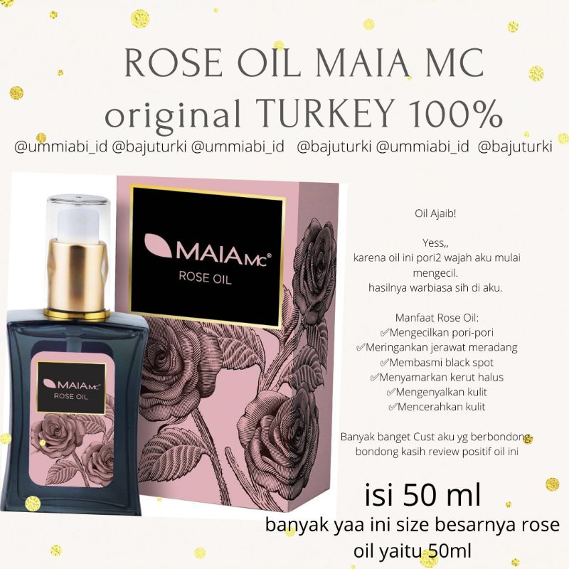 ROSE OIL MAIA MC 50ml dan 20ml , ORIGINAL TURKI 100 %